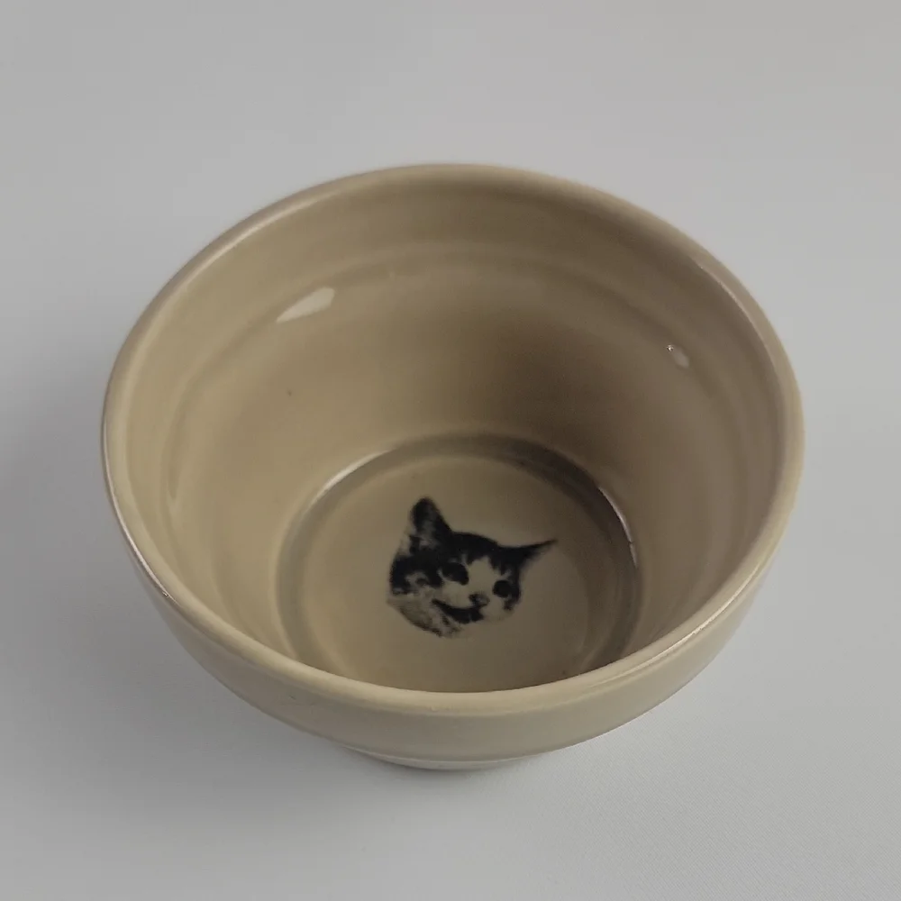 Ceramic Cat Bowl - Tan